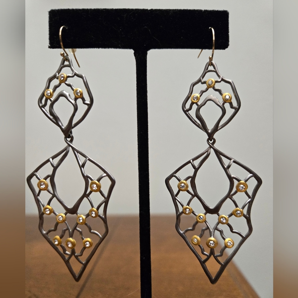 Alexis Bittar Gold & Gunmetal Earrings
